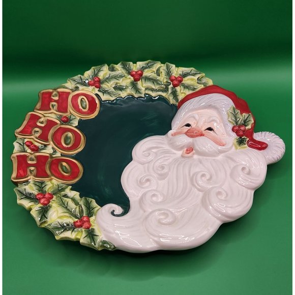 Fitz And Floyd Handcrafted Christmas Ho Ho Ho Santa Plate 9" Diameter EPC - Picture 4 of 4